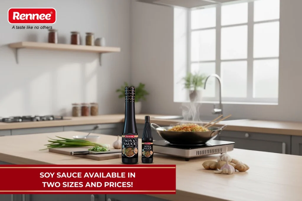 Soy Sauce Available in Two Sizes and Prices By Rennee Foods