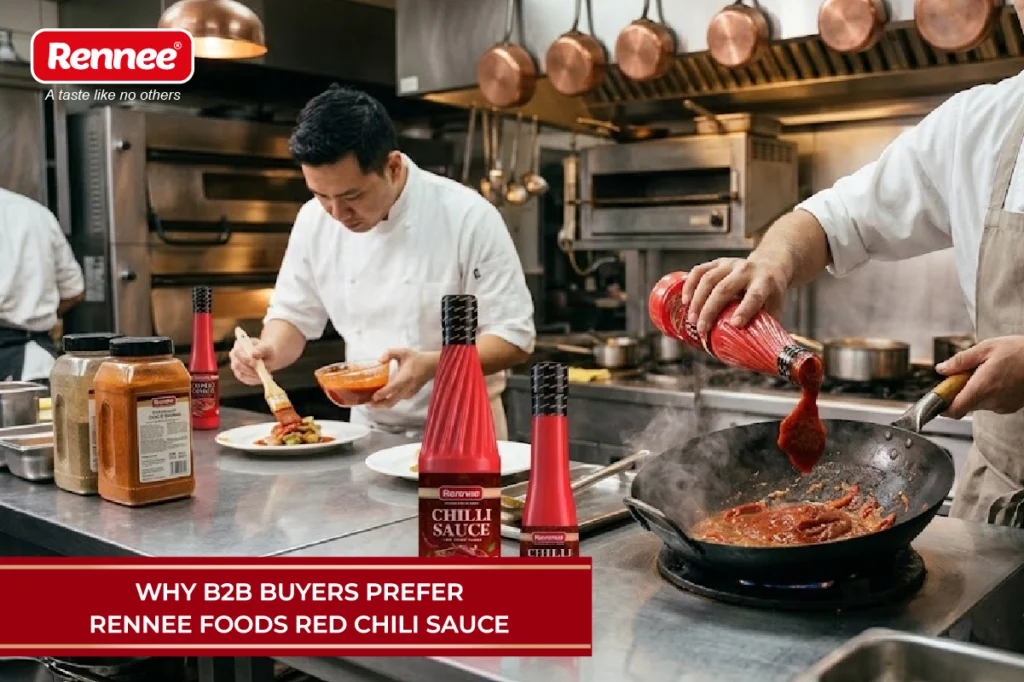 Why B2B buyers prefer Rennee Foods Red Chili Sauce for consistent quality, taste, and bulk supply reliability.